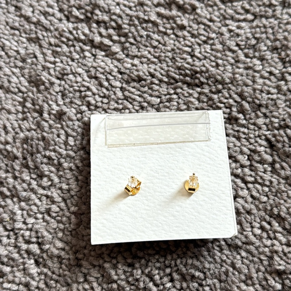 Shivam Lab Created Ruby 14k Gold Plated Sterling Silver Stud Earrings - Picture 3 of 3